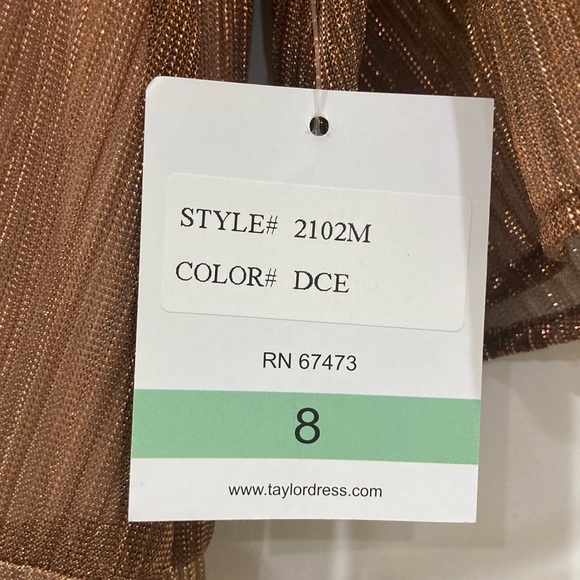 NWT Taylor Sz 8 gold sparkle ombré flutter sleeve side tie dress style 2102M - Picture 5 of 14